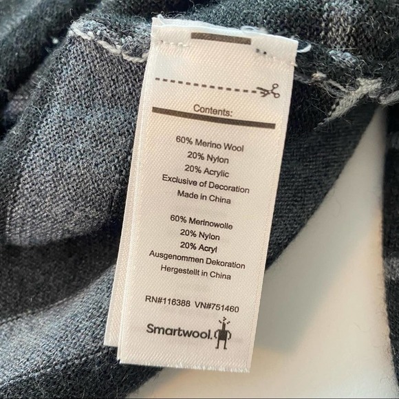 Smartwool Striped Asymmetrical Wool V-Neck Sweater - Picture 7 of 7